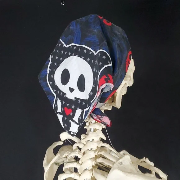 VTG Hot Topic Skelanimals Kit The Cat Square Bandana Scarf Accessory Sz 20"x 20" - Picture 13 of 16